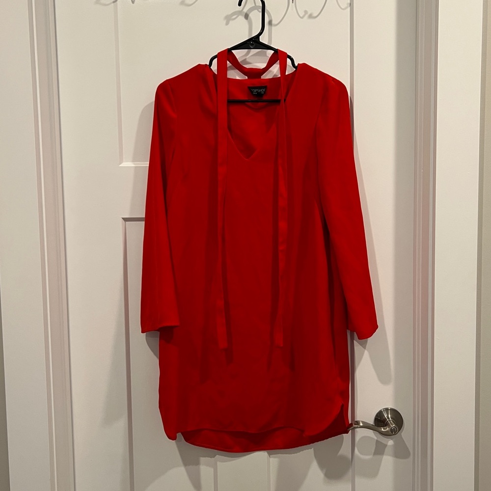 Red long sleeve Topshop dress